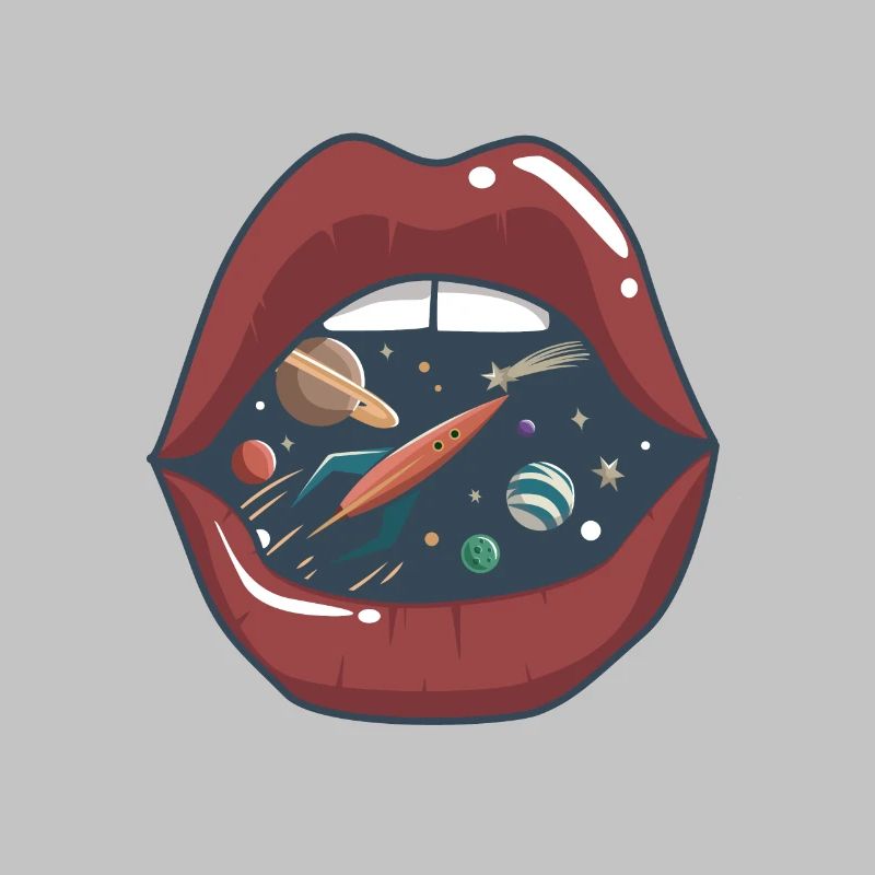 Embrasser la bouche dans l'espace