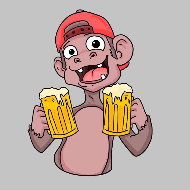 Affe mit Biergläser