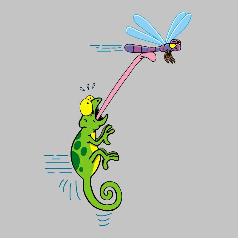 Caméléon et libellule