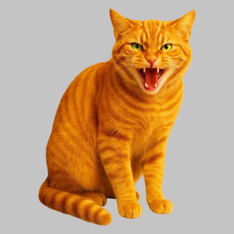 Hissing orange tabby cat