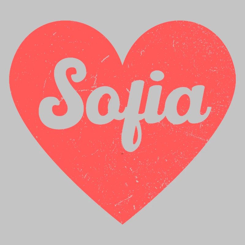 Sofia Name Red Heart Love Fan Retro