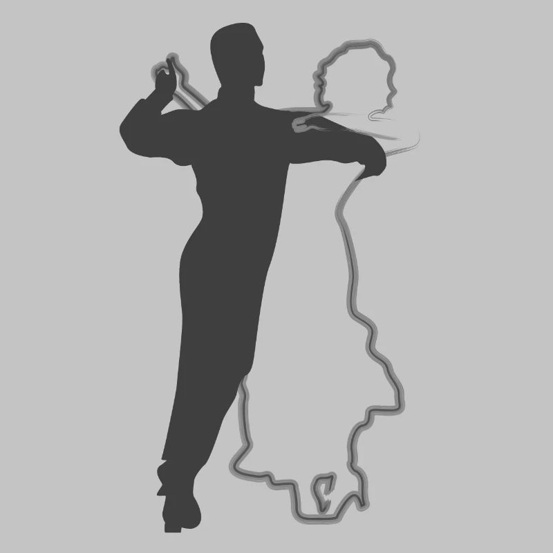 Conception élégante de silhouettes de couple dansant
