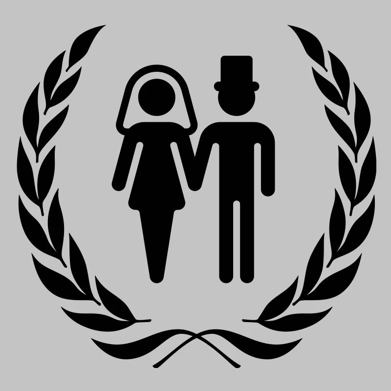 Bridal pair in laurel wreath