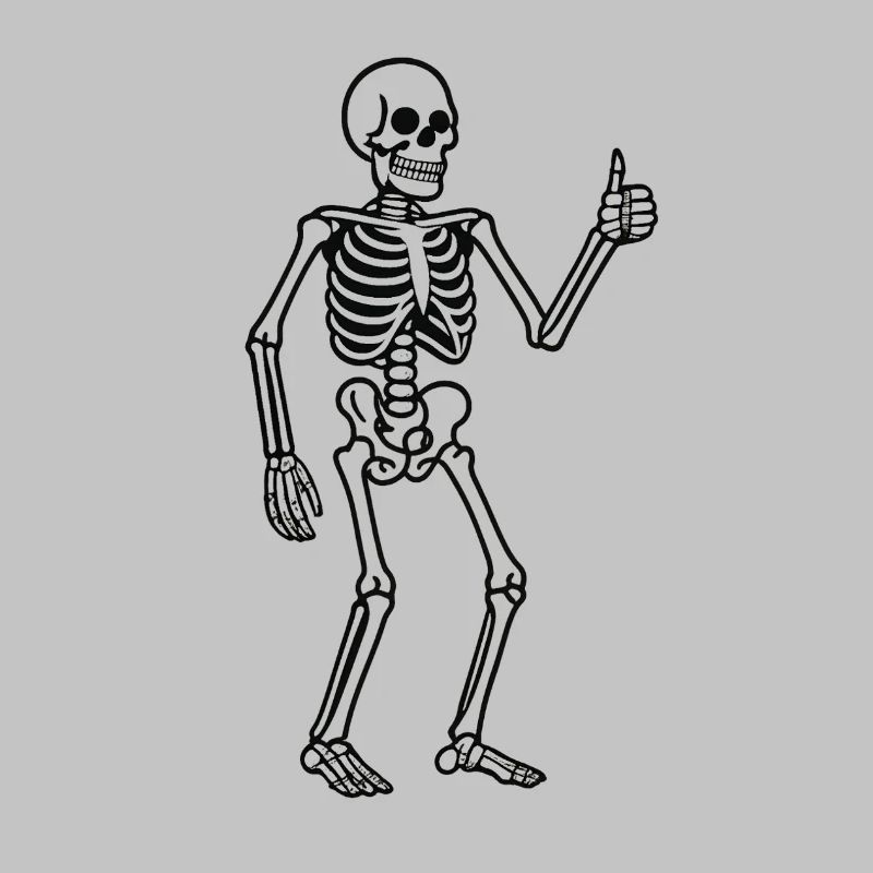 Glowing skeleton in retro style