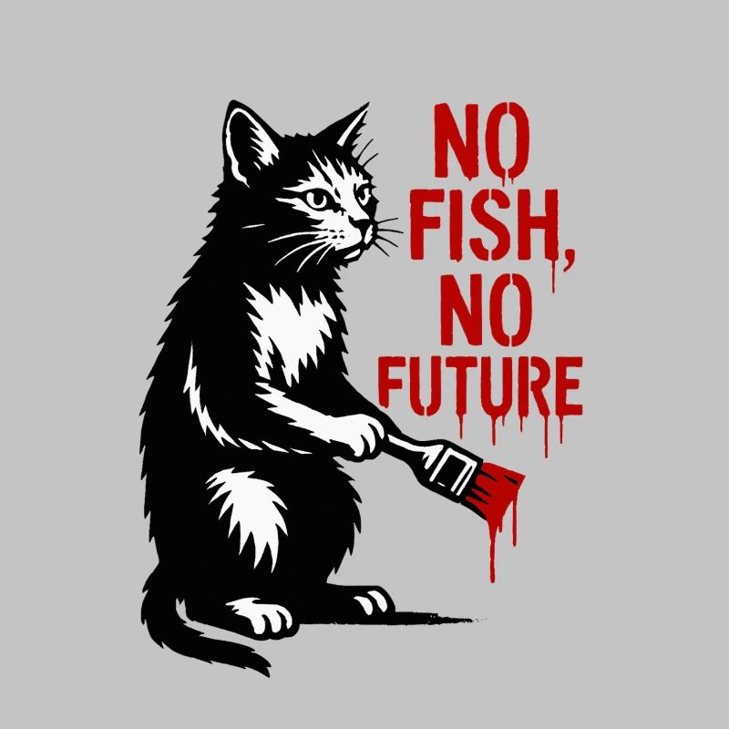 No Fish No Future Cat Graffiti
