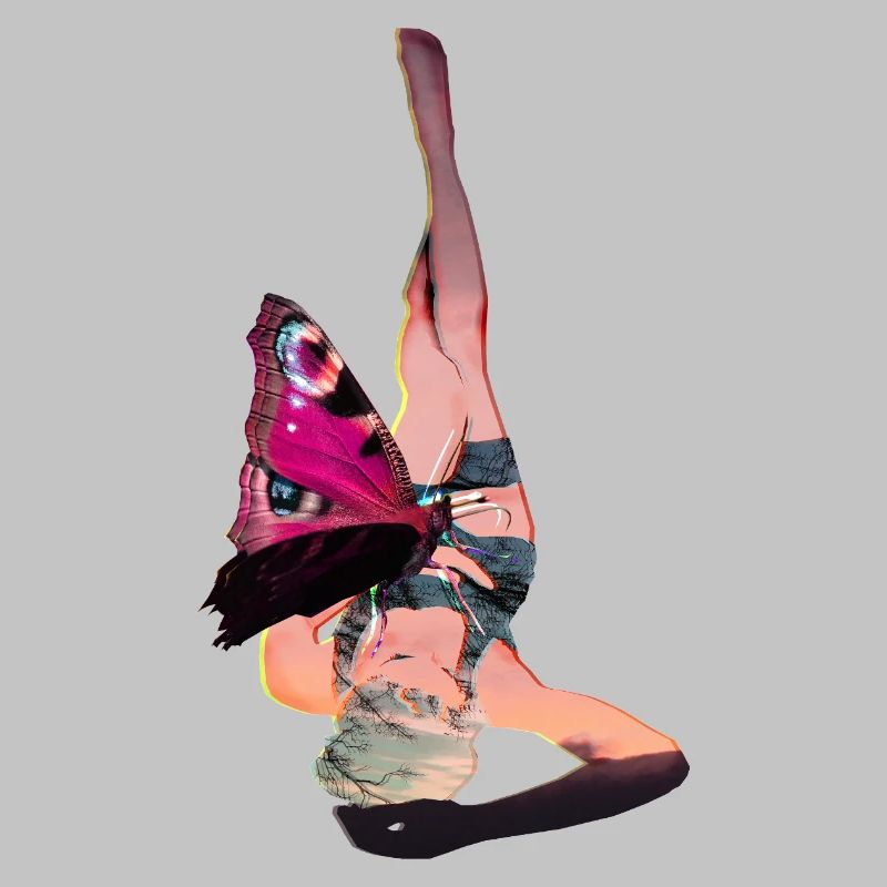 Femme allongée avec papillon