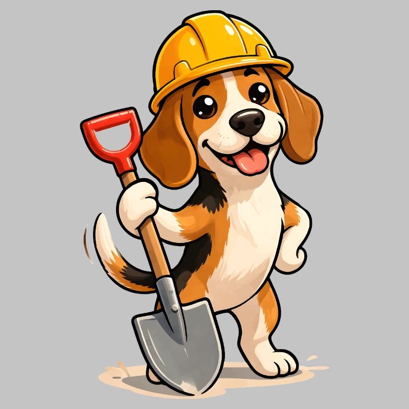 Beagle Construction Worker Dog Funny Fun Design