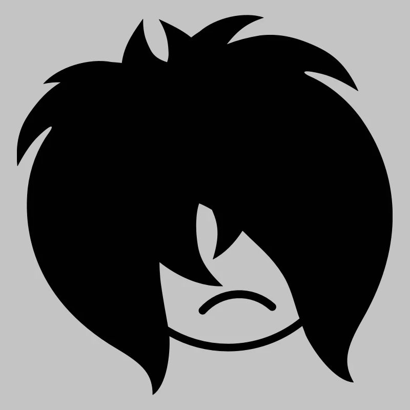 Triste malheureux emo longs cheveux noirs
