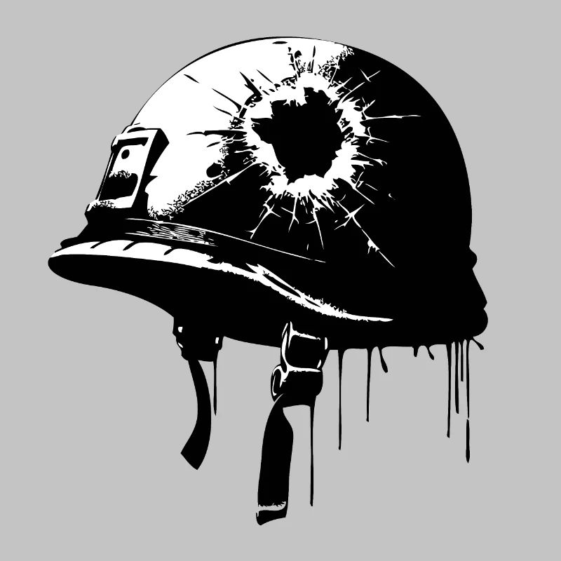 War Helmet with Bullet Hole | Anti-war image