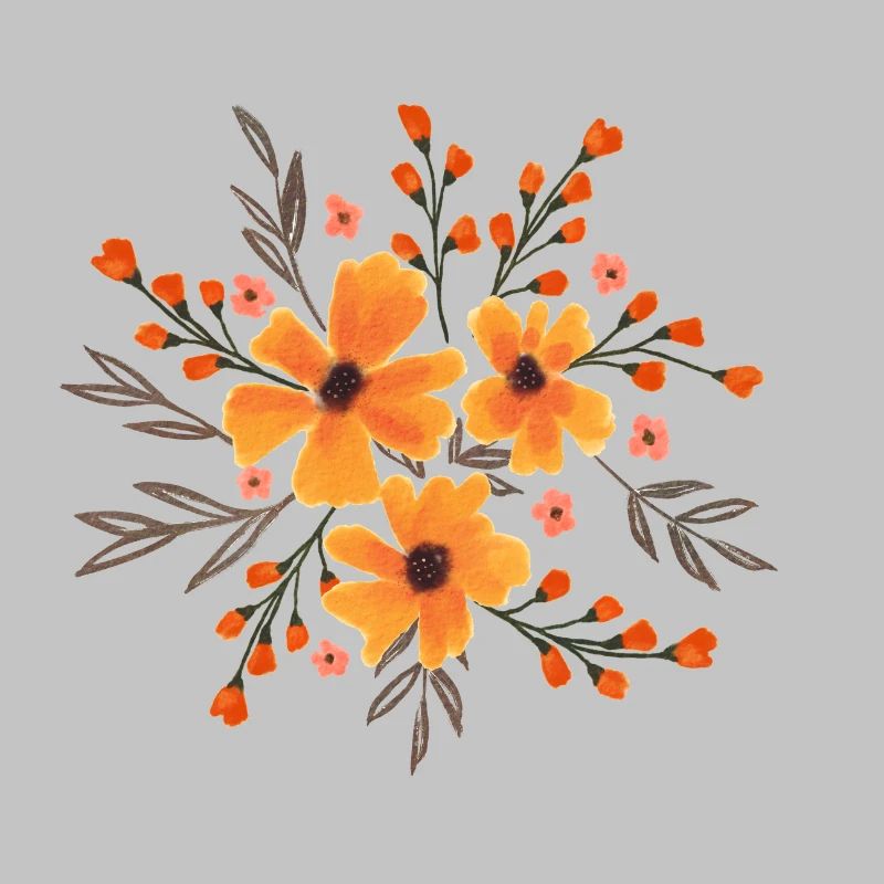 Herbstblumen, Aquarellblumen in Herbstfarben