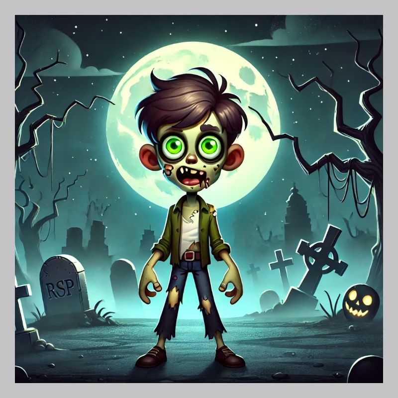 Zombie in front of the full moon
