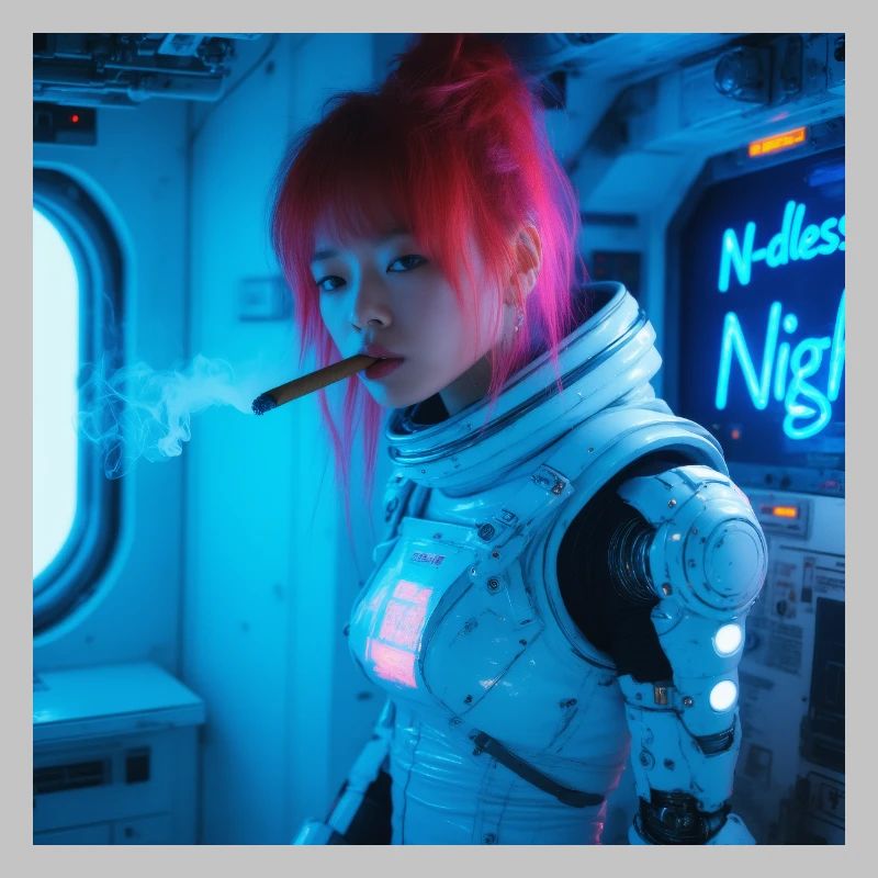 Space Soldier mit einer Zigarre