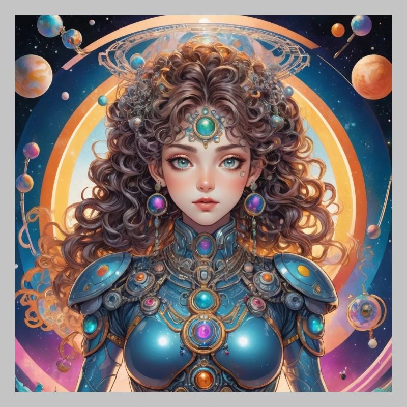 Princess with a halo in space