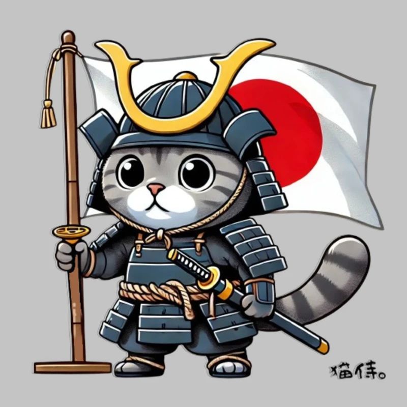 Neko Samurai - 猫侍。 - Japanese Samurai Cat