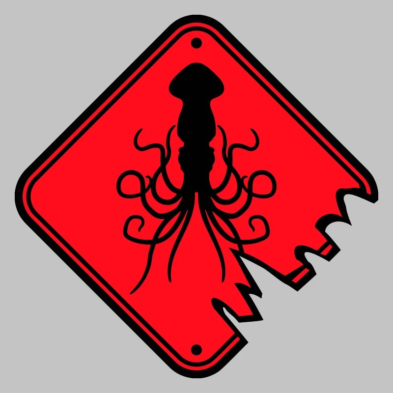Oktopus Gefahr Schild Achtung Vorsicht Warnung