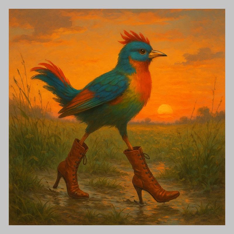 Oiseau coloré à Higheels