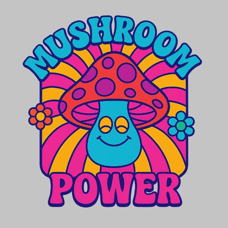 Mushroom Power – Psychedelischer Pilz im Retro-Sti