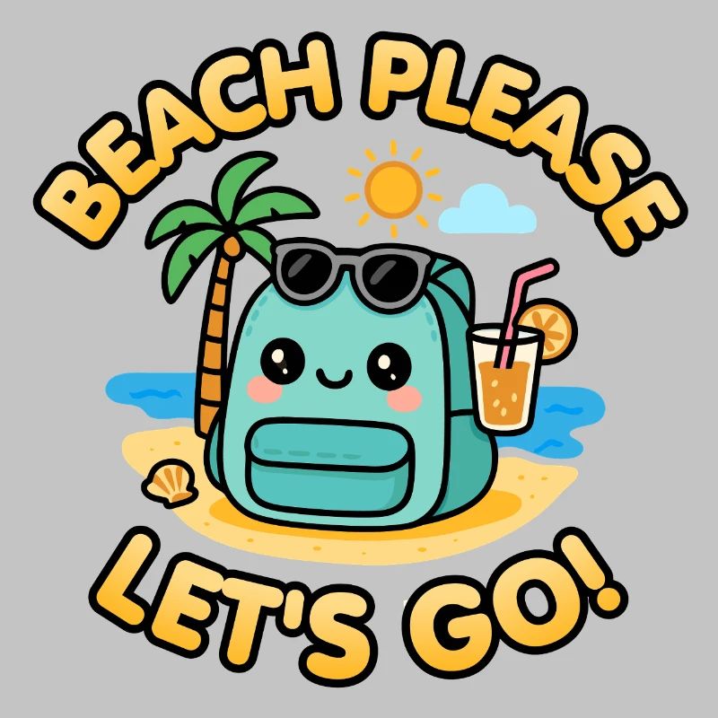 Plage s’il vous plaît, allons-y ! Sac à dos d’été Kawaii