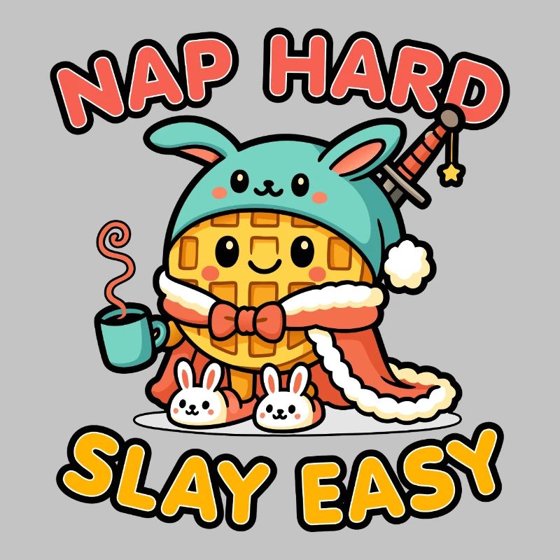 Cute Kawaii Waffle Warrior – Nap Hard, Slay Easy