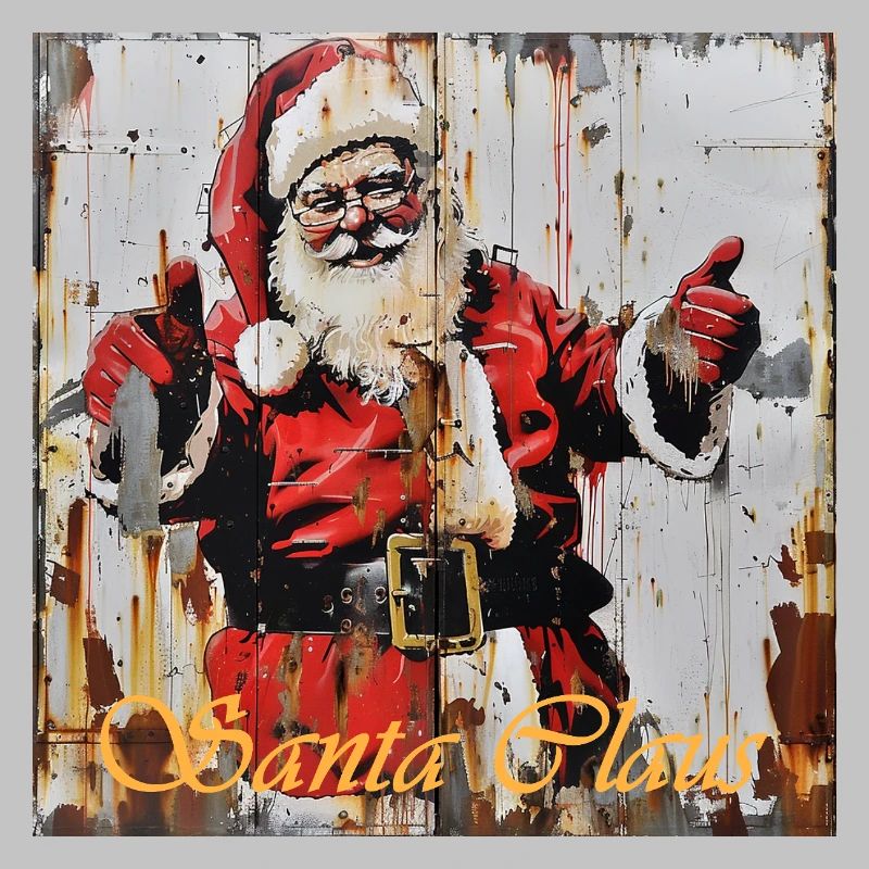 Graffiti Père Noël Lettrage Rouille Street Art