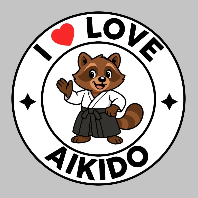 Ich liebe Aikido – Red Heart Tanuki