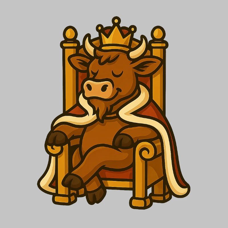 Cow with crown on throne