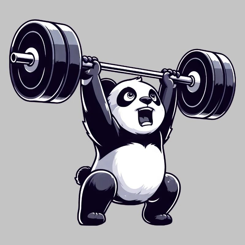 Panda Gewichtheber mit Hantel