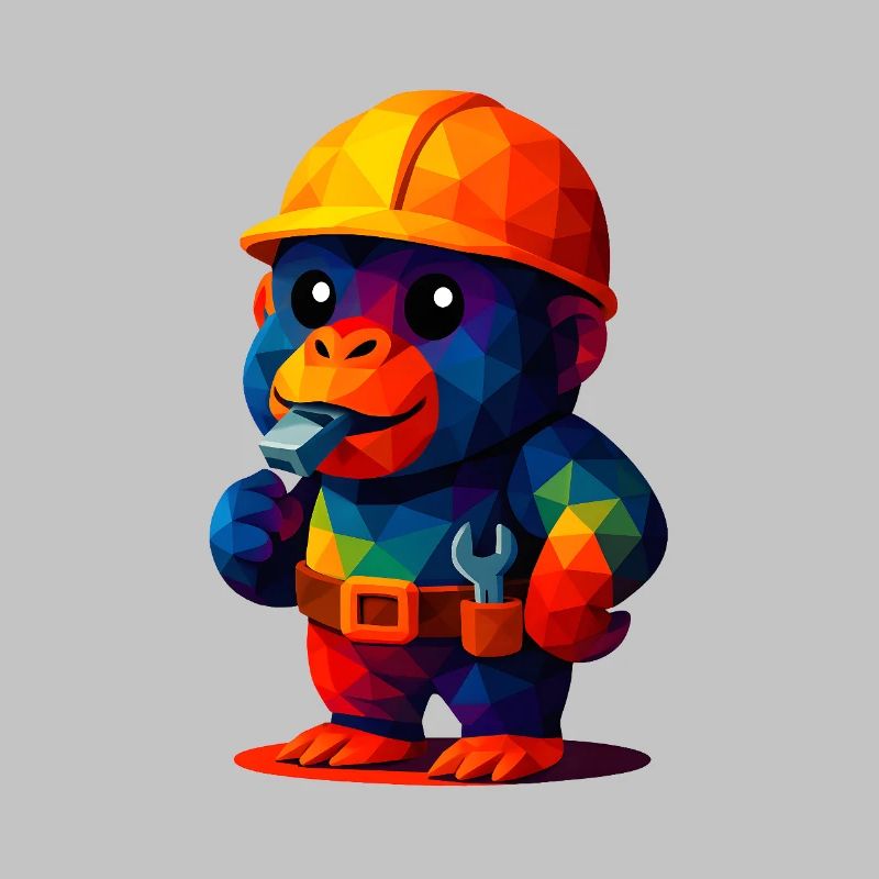 WPAP Polygon Kawaii Tiere Baby Gorilla Handwerker