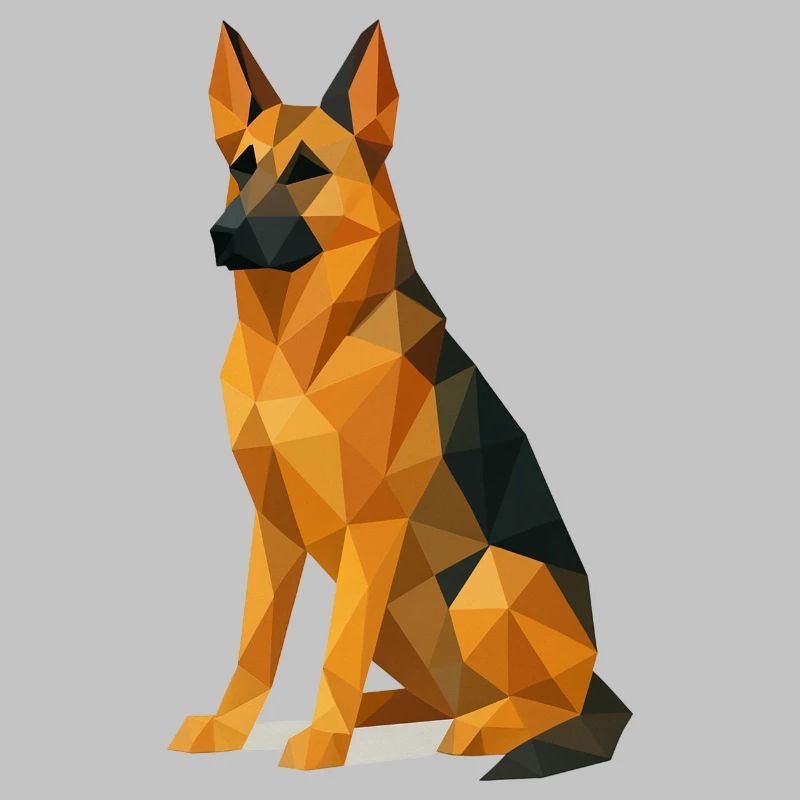 Deutscher Schäferhund in Low Poly