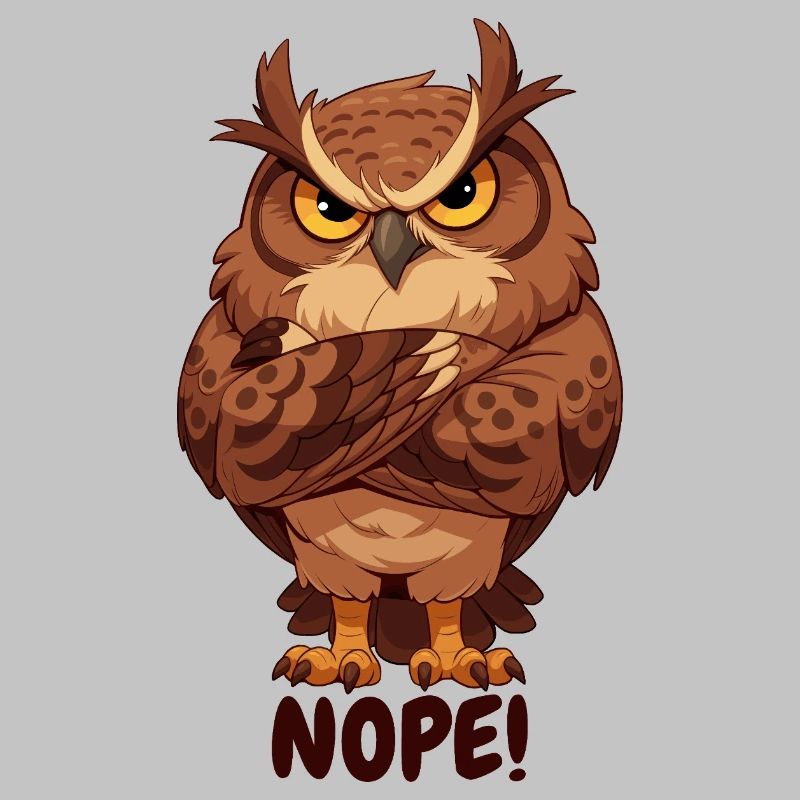 Nope! Grimmige Eule mit Attitüde