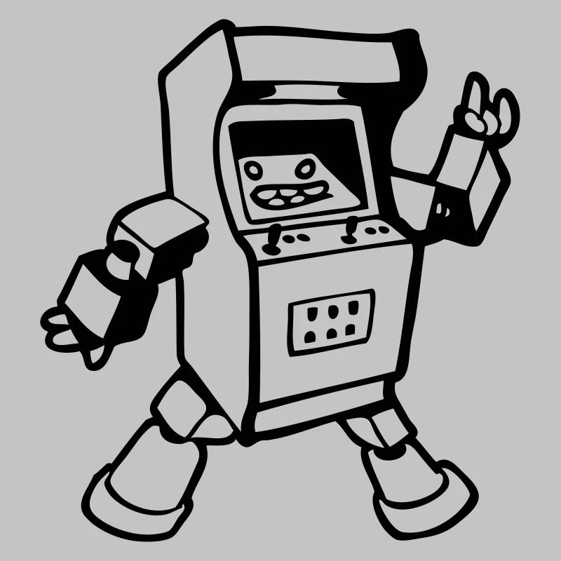 retro gaming geek arcade gamer robot fun drôle