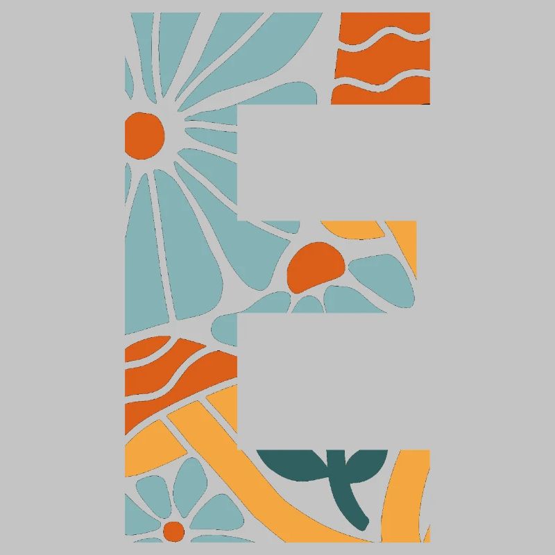 Buchstabe e Blumen groovy Geschenkidee
