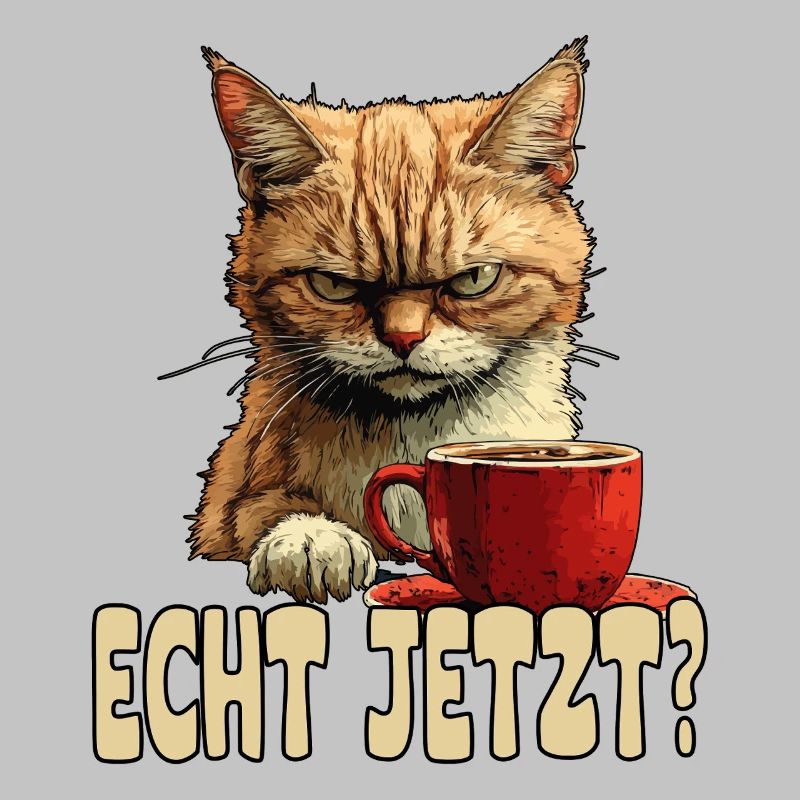 Funny cat with coffee and saying