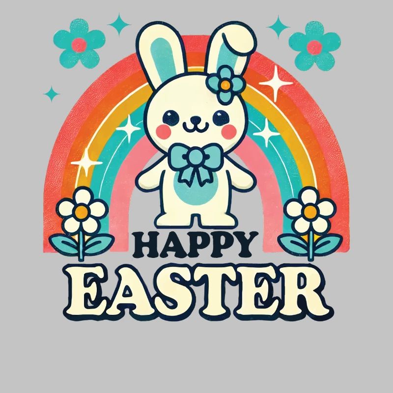 Ostern Bunter Retro Hase Happy Easter