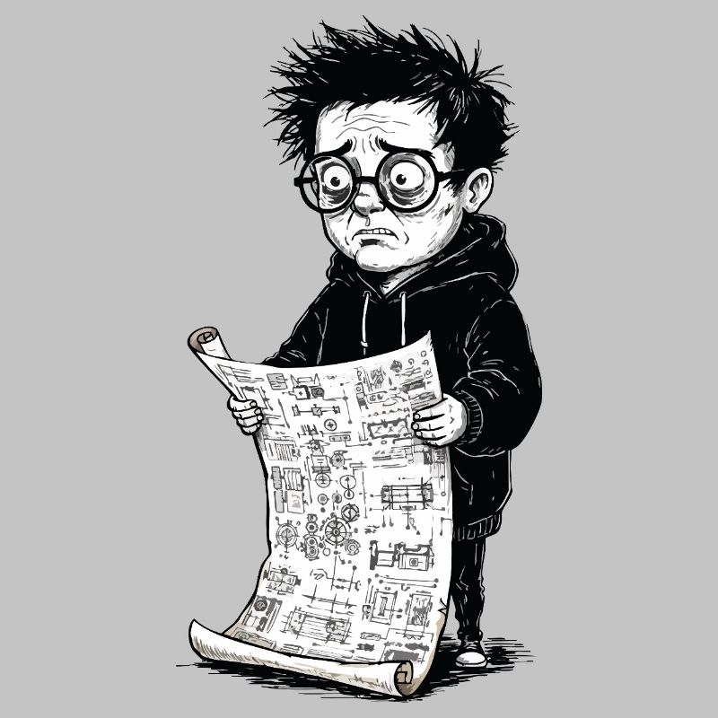 Sad boy reading black newspaperwhite