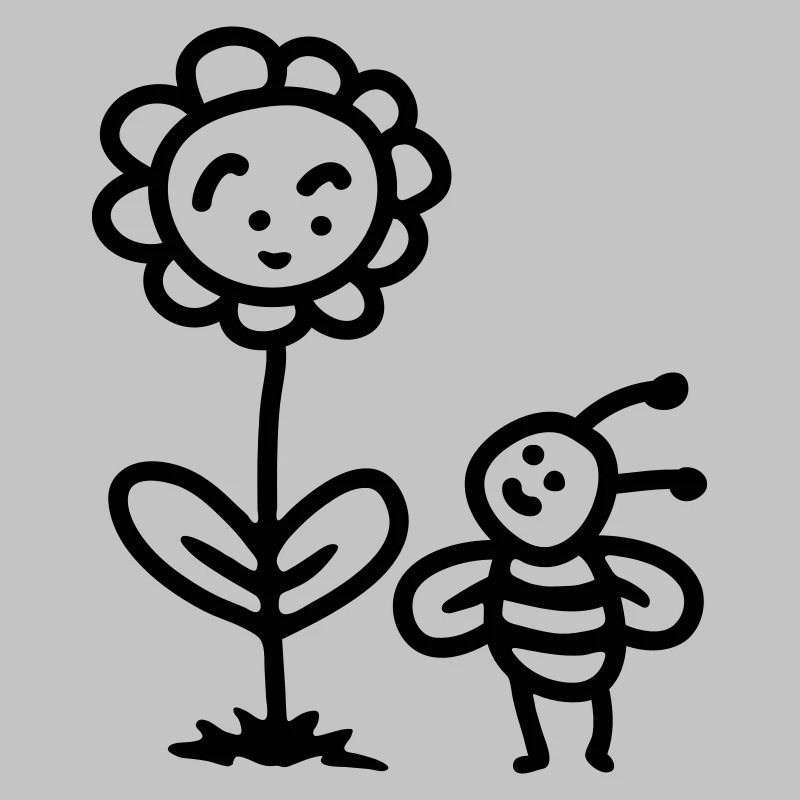 Bee Flower - line
