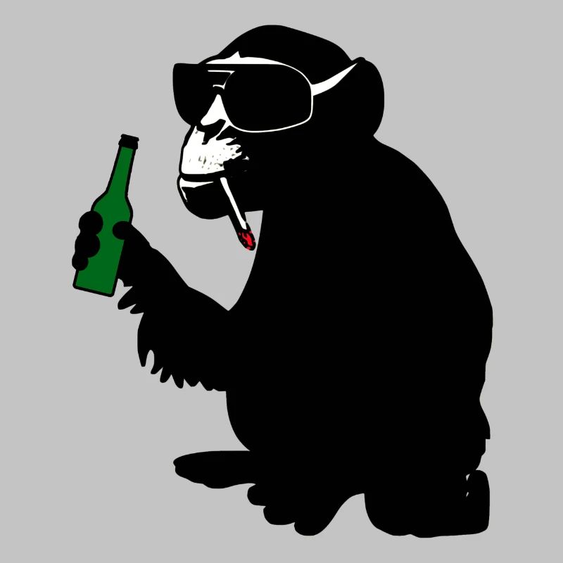 monkey with beer bottle