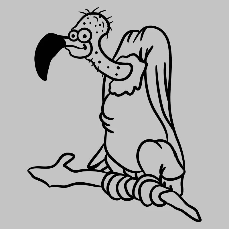 Dessin animé comique drôle vautour sur branche