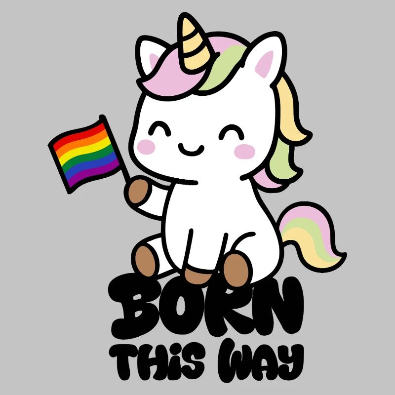 Petite licorne avec drapeau arc-en-ciel "Born this Way