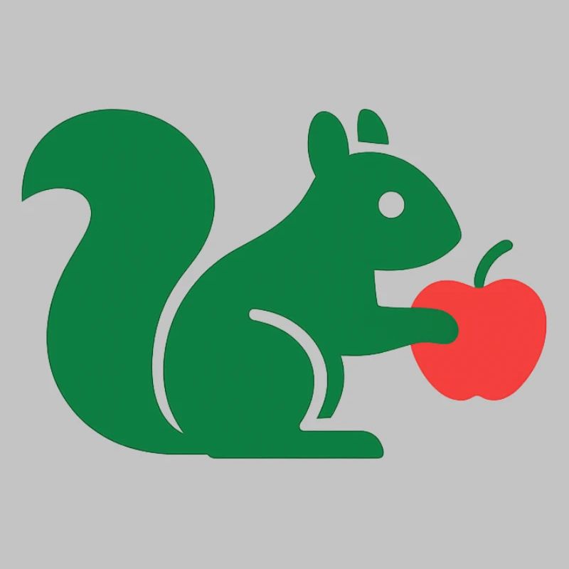 Grünes Eichhörnchen mit Apfel