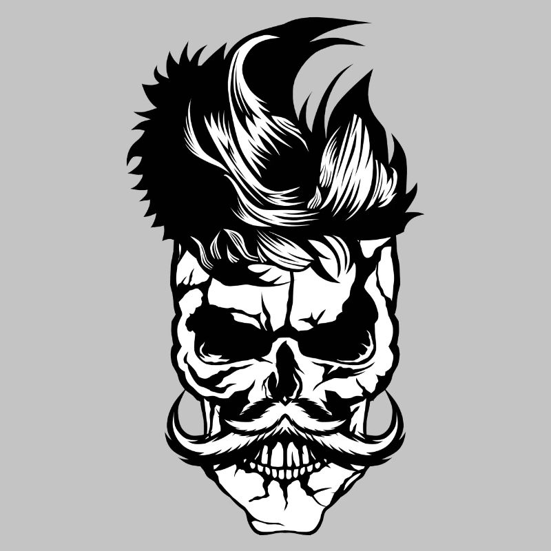 Kopf des Todes Hipster Schädel Kran Schnurrbart Schnurrbart