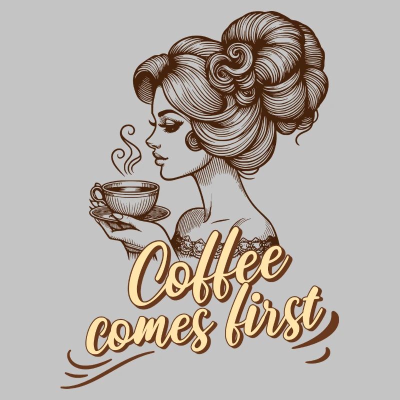 Coffee Comes First – Retro Frau Clipart