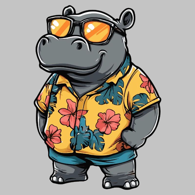 Nilpferd Comic Urlaub