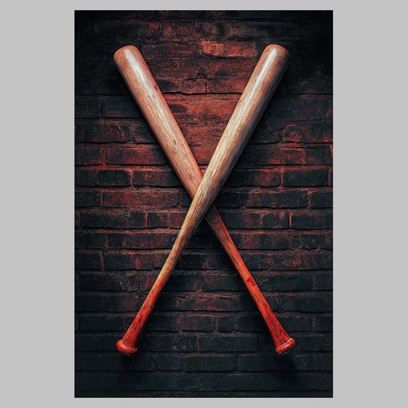 Crossed Bats on Brick Wall