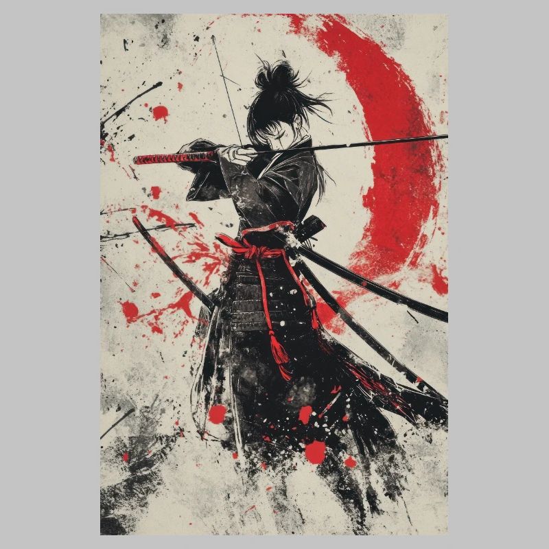 Samurai-Geist in Rot und Schwarz