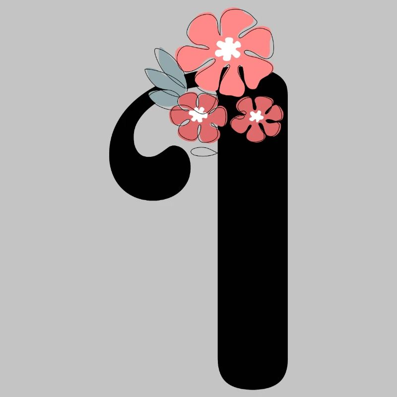 Letter i Minimalist Flowers