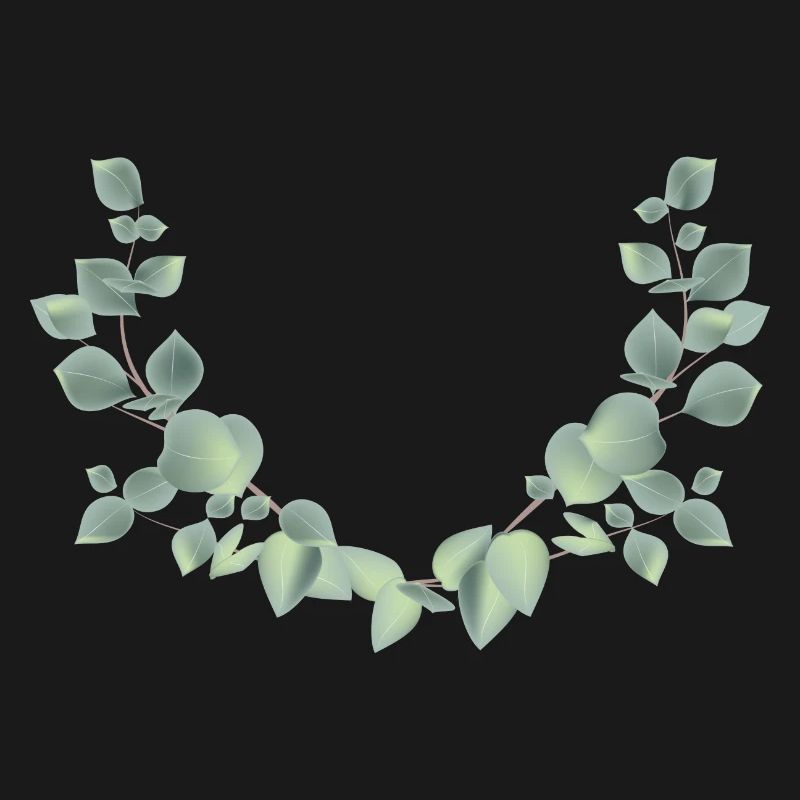 delicate eucalyptus branches as a half wreath