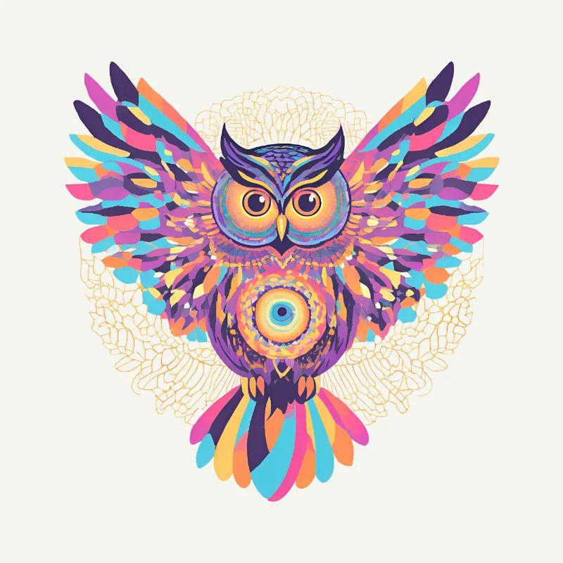 Regenbogenmandala-Eule