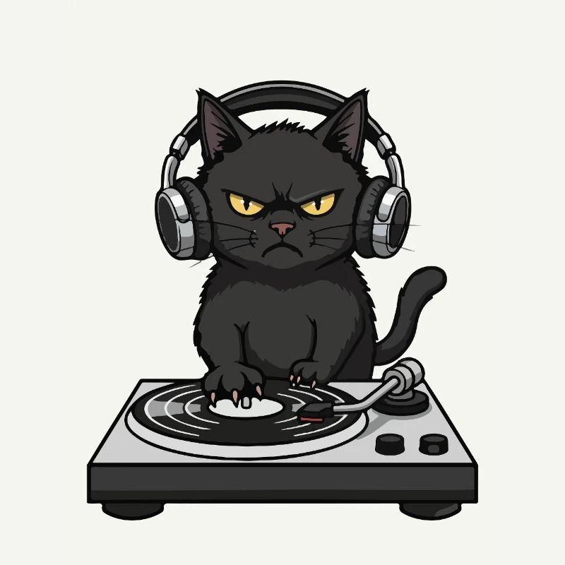 Turntable Cat Chat DJ Vinyle