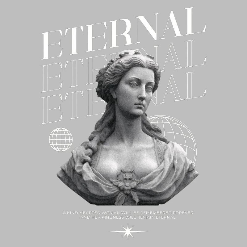 Bonté éternelle : Statue, collage globe